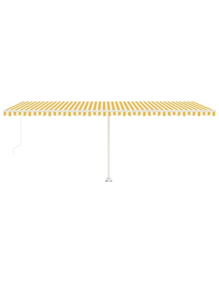 Tenda da Sole Retrattile Manuale e LED 600x300cm Gialla Bianca
