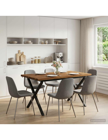 120 x 80 x 75 cm Legno di Acacia Massello Naturale e Nero