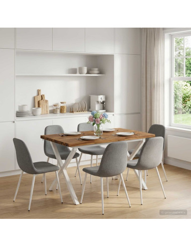 90 x 55 x 75 cm Legno di Acacia Massello Naturale e Bianco