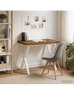 90 x 55 x 75 cm Legno di Acacia Massello Naturale e Bianco