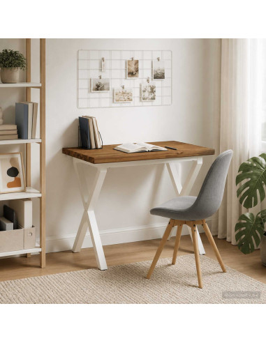 90 x 55 x 75 cm Legno di Acacia Massello Naturale e Bianco