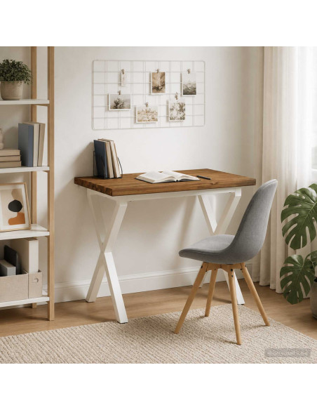 90 x 55 x 75 cm Legno di Acacia Massello Naturale e Bianco