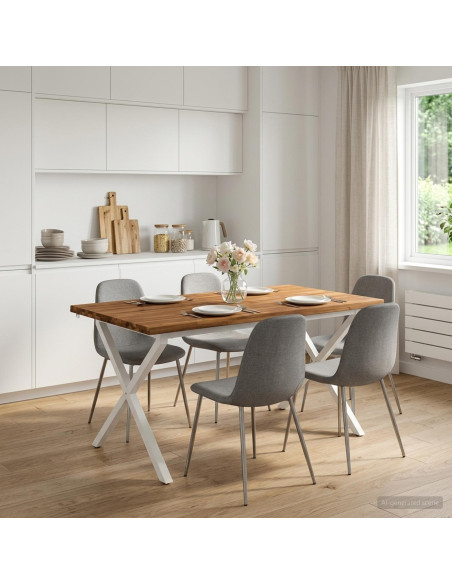 Tavolo da pranzo con bordo vivo 140 x 70 x 75 cm Naturale
