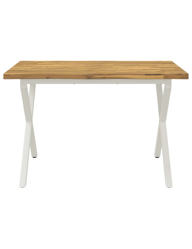 120 x 80 x 75 cm Legno di Acacia Massello Bianco Rettangolare