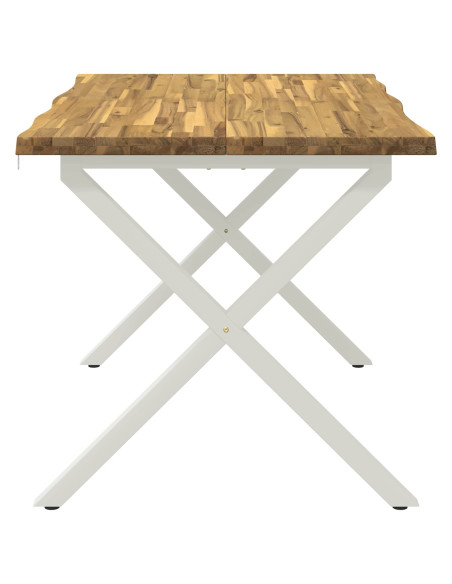 120 x 80 x 75 cm Legno di Acacia Massello Bianco Rettangolare