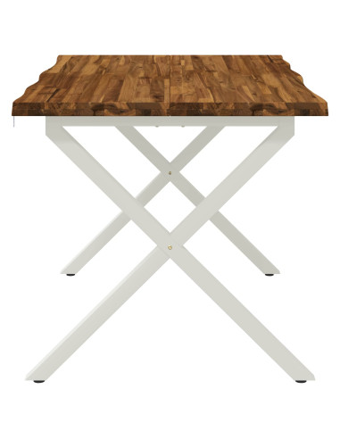 120 x 80 x 75 cm Legno di Acacia Massello Naturale e Bianco