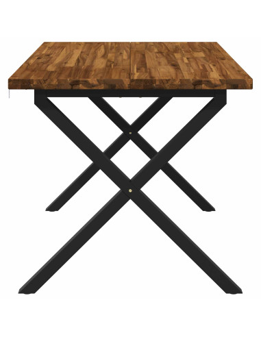 120 x 80 x 75 cm Legno di Acacia Massello Naturale e Nero