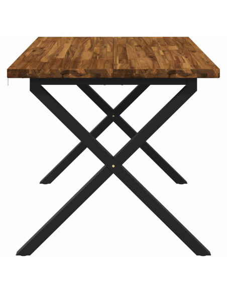 120 x 80 x 75 cm Legno di Acacia Massello Naturale e Nero