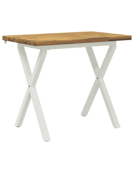 90 x 55 x 75 cm Legno di Acacia Massello Bianco Rettangolare