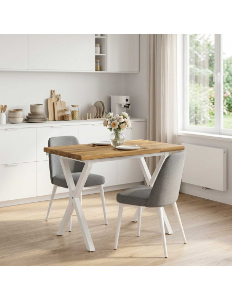 90 x 55 x 75 cm Legno di Acacia Massello Bianco Rettangolare
