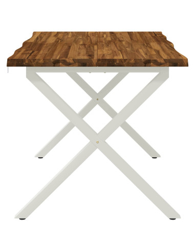 90 x 55 x 75 cm Legno di Acacia Massello Naturale e Bianco
