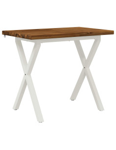 90 x 55 x 75 cm Legno di Acacia Massello Naturale e Bianco 2