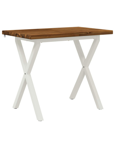 90 x 55 x 75 cm Legno di Acacia Massello Naturale e Bianco