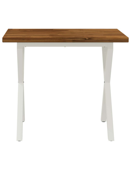 90 x 55 x 75 cm Legno di Acacia Massello Naturale e Bianco
