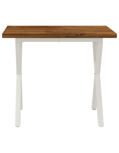 90 x 55 x 75 cm Legno di Acacia Massello Naturale e Bianco