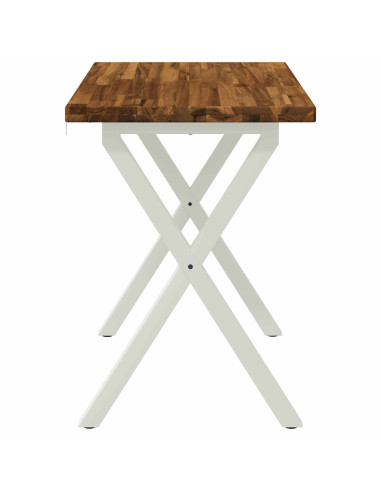 90 x 55 x 75 cm Legno di Acacia Massello Naturale e Bianco