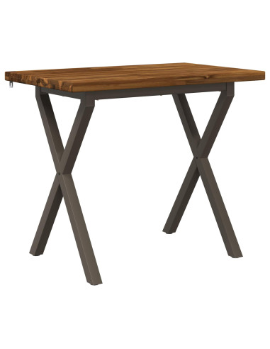 90 x 55 x 75 cm Legno di Acacia Massello Naturale e Caffè