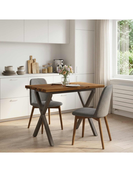90 x 55 x 75 cm Legno di Acacia Massello Naturale e Caffè