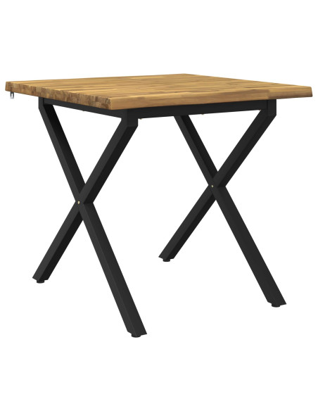 90 x 90 x 75 cm Legno di Acacia Massello Bianco e Nero Quadrato