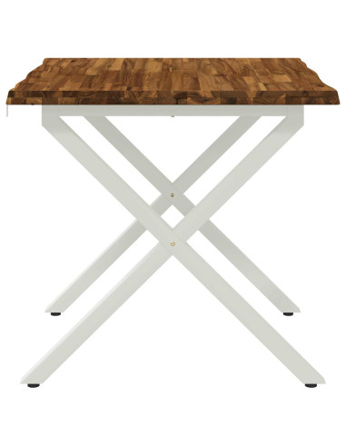 90 x 90 x 75 cm Legno di Acacia Massello Naturale e Bianco