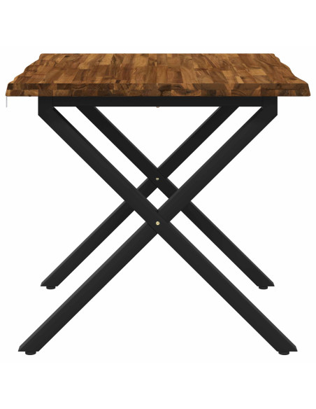 90 x 90 x 75 cm Legno di Acacia Massello Naturale e Nero