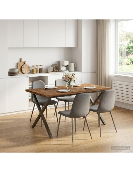 Tavolo da pranzo con bordo vivo 140 x 80 x 75 cm Naturale