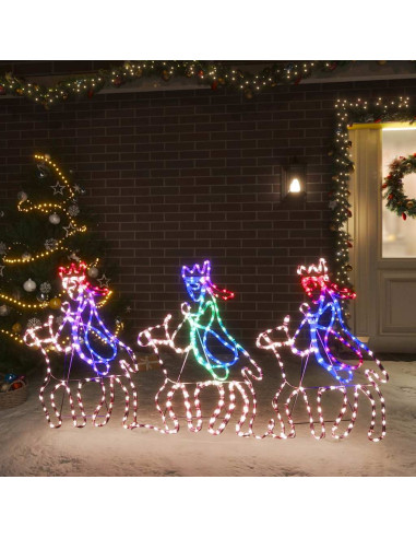 Figura di Natale dei Tre Re Magi con 504 LED 70x50 cm