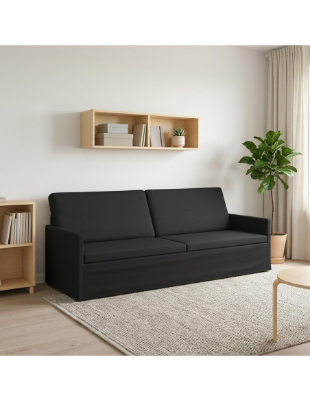 Divano a 3 posti Nero 220 x 81 x 82 cm Tessuto