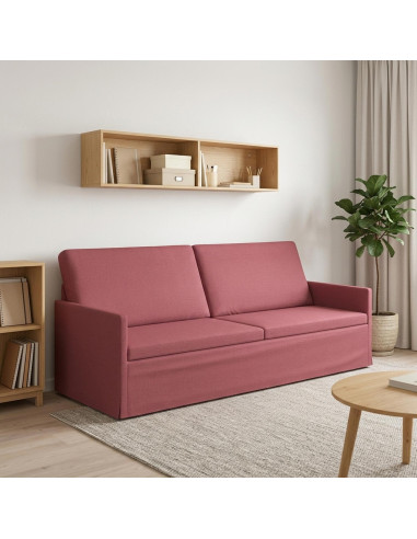 Divano a 3 posti Rosso Vino 220 x 81 x 82 cm Tessuto