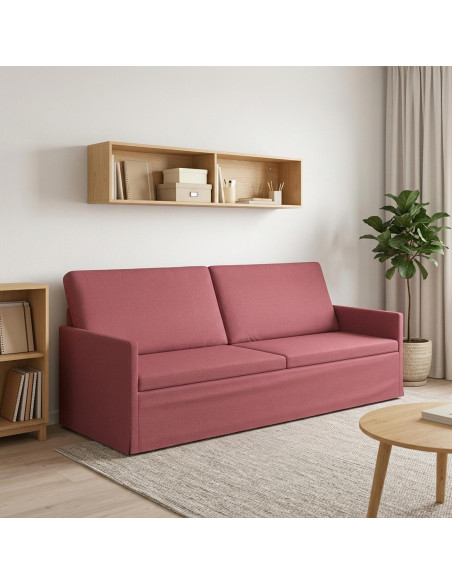 Divano a 3 posti Rosso Vino 220 x 81 x 82 cm Tessuto