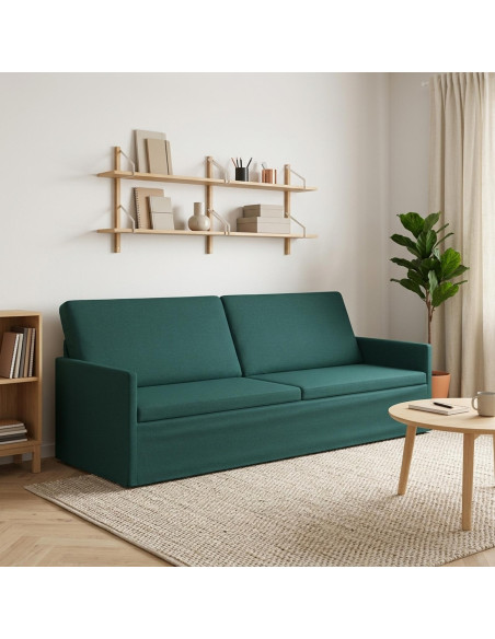 Divano a 3 posti Verde Scuro 220 x 81 x 82 cm Tessuto