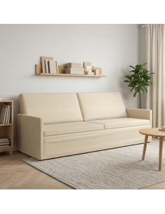 Divano a 3 posti Crema 220 x 81 x 82 cm Tessuto