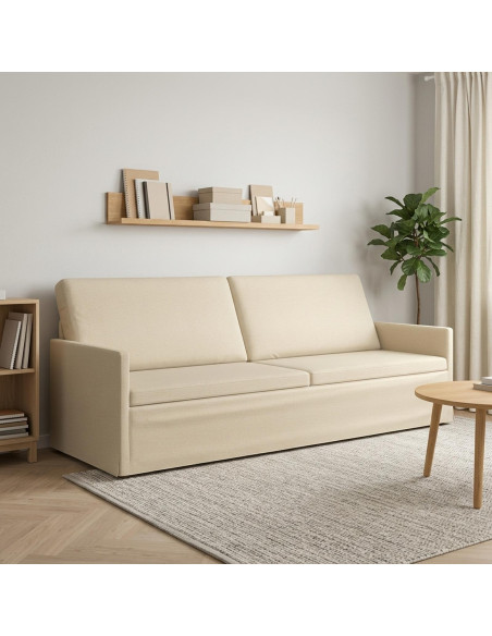 Divano a 3 posti Crema 220 x 81 x 82 cm Tessuto