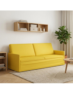 Divano a 3 posti Giallo Chiaro 220 x 81 x 82 cm Tessuto