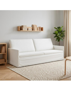 Divano a 3 posti Bianco 220 x 81 x 82 cm Tessuto
