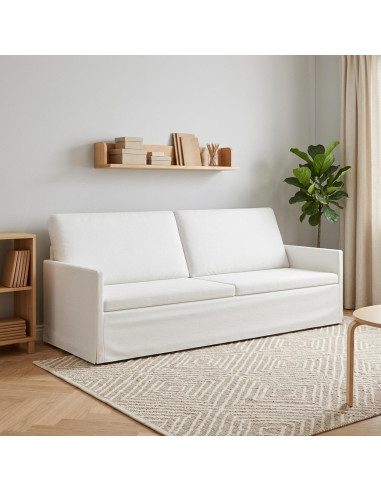 Divano a 3 posti Bianco 220 x 81 x 82 cm Tessuto