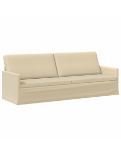 Divano a 3 posti Crema 220 x 81 x 82 cm Tessuto 2