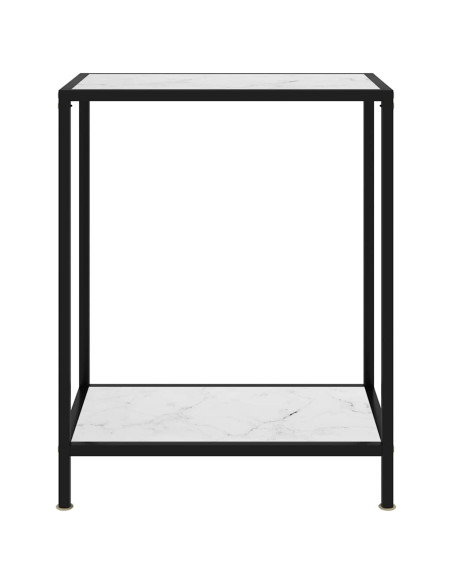 Tavolo Consolle Bianco 60x35x75 cm in Vetro Temperato