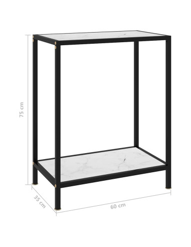 Tavolo Consolle Bianco 60x35x75 cm in Vetro Temperato