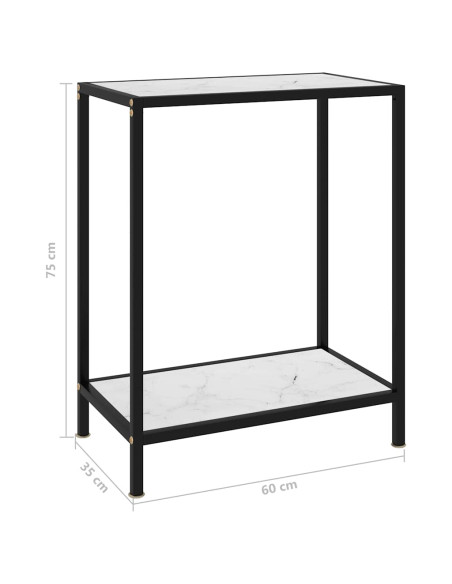 Tavolo Consolle Bianco 60x35x75 cm in Vetro Temperato