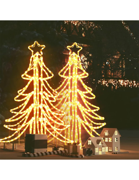 Figura Albero Natale Pieghevole LED 2pz Bianco Caldo 87x87x93cm
