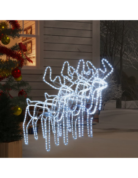 Figure Natale Renne Teste Mobili 3 pz Bianco Freddo 76x42x87 cm