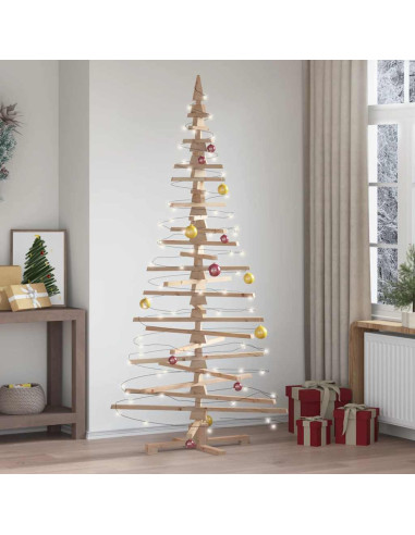 Albero di Natale Decorativo in Legno 210 cm Legno Massello Pino