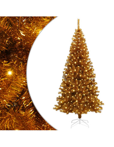 Albero di Natale con 300 LED con supporto Oro 180 cm PET