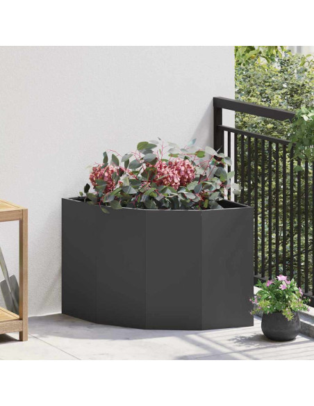 Vaso d'angolo Nero 60 x 60 x 50 cm Acciaio