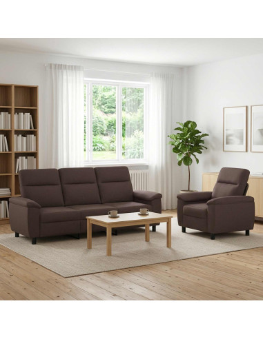 Set di divani 2 pcs Marrone Scuro Tessuto
