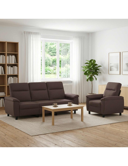 Set di divani 2 pcs Marrone Scuro Tessuto