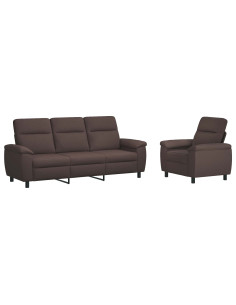 Set di divani 2 pcs Marrone Scuro Tessuto 2