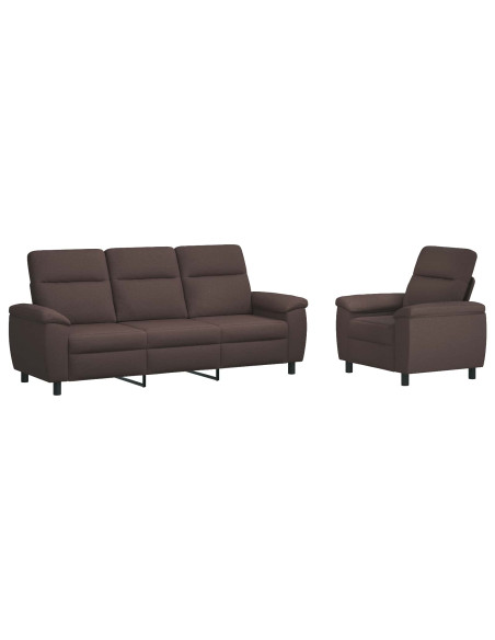 Set di divani 2 pcs Marrone Scuro Tessuto