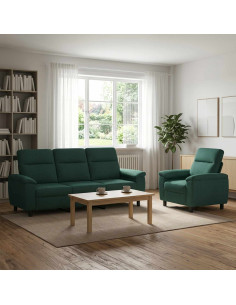Set di divani 2 pcs Verde Scuro Tessuto